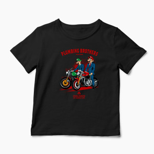 Tricou Personalizat Motocicliști Mario Brothers - Copii-Negru