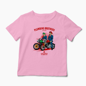 Tricou Personalizat Motocicliști Mario Brothers - Copii-Roz