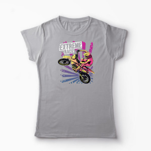 Tricou Personalizat Motocross Racer - Femei-Gri