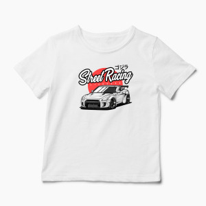 Tricou Personalizat Nissan GTR R35 Street Racing - Copii-Alb