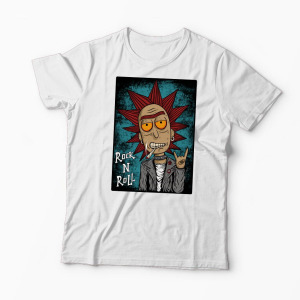 Tricou Personalizat Rick Sanchez Rock N' Roll - Bărbați-Alb