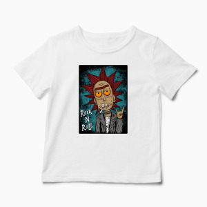 Tricou Personalizat Rick Sanchez Rock N' Roll - Copii-Alb