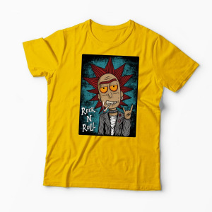 Tricou Personalizat Rick Sanchez Rock N' Roll - Bărbați-Galben