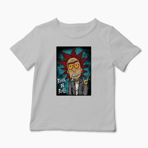 Tricou Personalizat Rick Sanchez Rock N' Roll - Copii-Gri