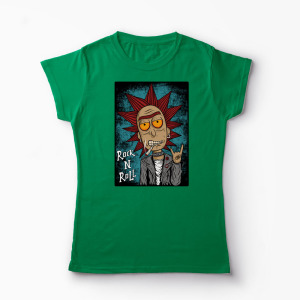 Tricou Personalizat Rick Sanchez Rock N' Roll - Femei-Verde