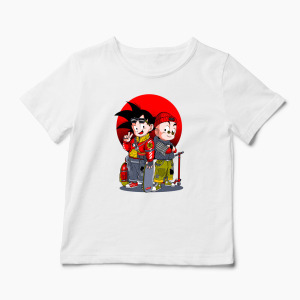 Tricou Personalizat Saiyan Son Goku & Krillin - Copii-Alb