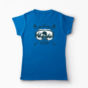 Tricou Personalizat Schi The Mountains Are Calling - Femei-Albastru Regal