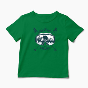 Tricou Personalizat Schi The Mountains Are Calling - Copii-Verde