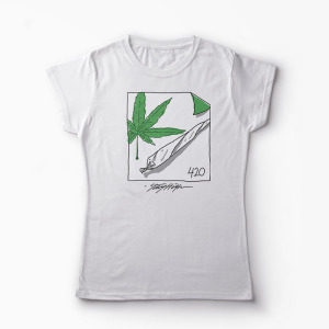 Tricou Personalizat Stay High - Femei-Alb