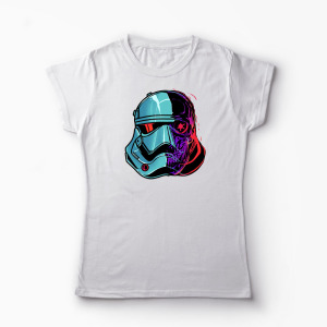 Tricou Personalizat Stormtrooper Cască & Craniu - Femei-Alb