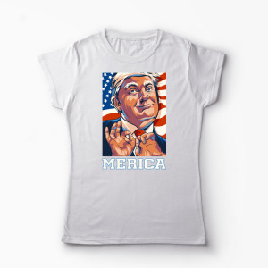 Tricou Personalizat Trump Merica - Femei-Alb