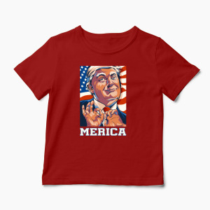 Tricou Personalizat Trump Merica - Copii-Roșu