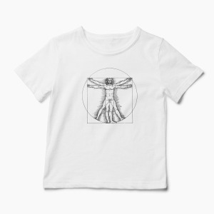 Tricou Personalizat Vitruvian Man DaVinci - Copii-Alb