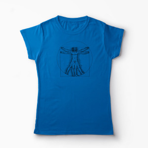 Tricou Personalizat Vitruvian Man DaVinci - Femei-Albastru Regal