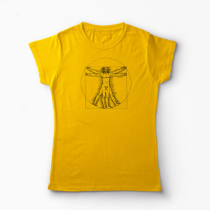 Tricou Personalizat Vitruvian Man DaVinci - Femei-Galben