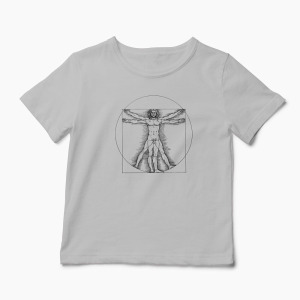 Tricou Personalizat Vitruvian Man DaVinci - Copii-Gri