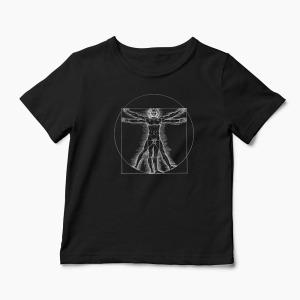 Tricou Personalizat Vitruvian Man DaVinci - Copii-Negru