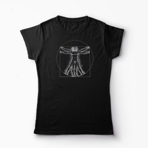 Tricou Personalizat Vitruvian Man DaVinci - Femei-Negru