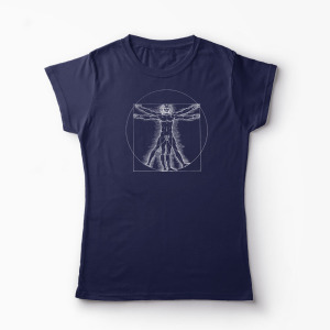 Tricou Personalizat Vitruvian Man DaVinci - Femei-Bleumarin