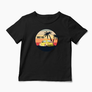 Tricou Personalizat VW Beetle Low Retro - Copii-Negru