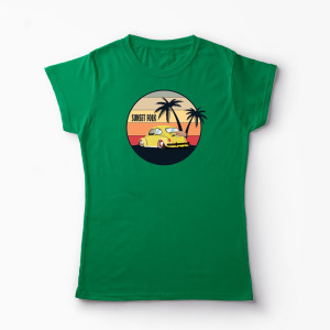 Tricou Personalizat VW Beetle Low Retro - Femei-Verde