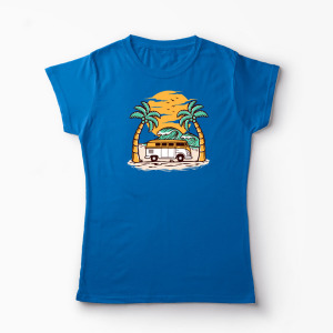 Tricou Personalizat VW T1 Bus Natura Ocean - Femei-Albastru Regal