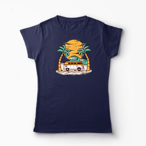 Tricou Personalizat VW T1 Bus Natura Ocean - Femei-Bleumarin