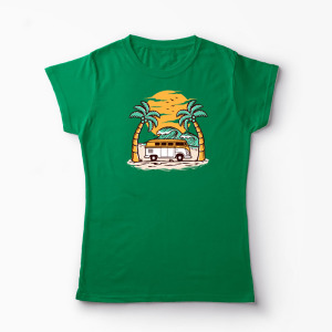 Tricou Personalizat VW T1 Bus Natura Ocean - Femei-Verde