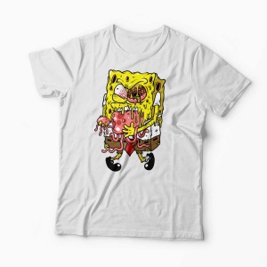 Tricou Personalizat Zombie SpongeBob  - Bărbați-Alb