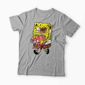 Tricou Personalizat Zombie SpongeBob  - Bărbați-Gri