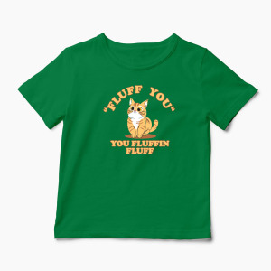 Tricou Pisică Fluff You - Copii-Verde