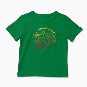 Tricou Pizza Vară Ocean Palmier - Copii-Verde