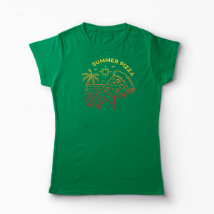 Tricou Pizza Vară Ocean Palmier - Femei-Verde