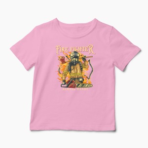 Tricou Pompier Mereu Pregătit - Copii-Roz