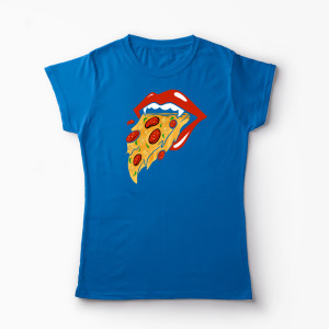 Tricou Rolling Stones Pizza - Femei-Albastru Regal