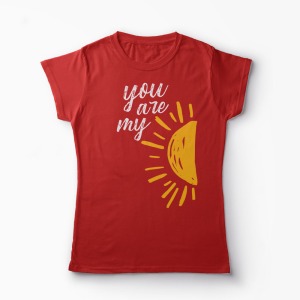 Tricou Set Mama Fica - You Are My Sun Shine - Femei-Roșu