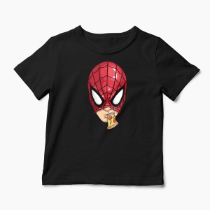 Tricou Spiderman Pizza - Copii-Negru