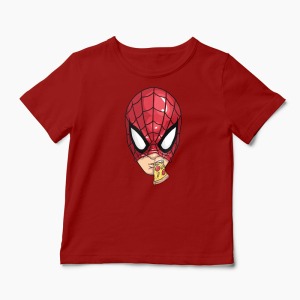 Tricou Spiderman Pizza - Copii-Roșu