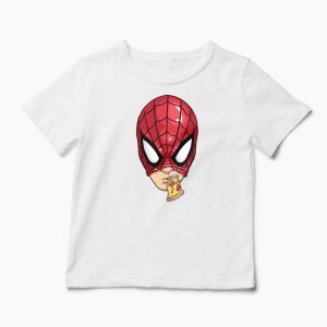 Tricou Spiderman Pizza - Copii-Alb