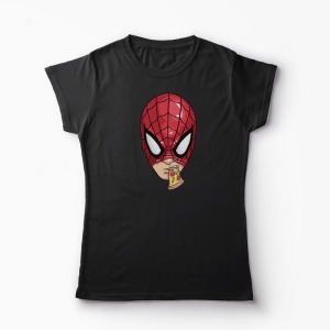 Tricou Spiderman Pizza - Femei-Negru