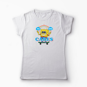 Tricou SpongeBob Nimănui nu-i pasă - Femei-Alb