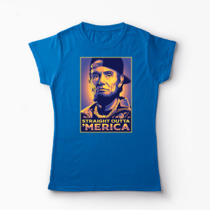 Tricou Straight Outta Merica - Femei-Albastru Regal