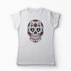 Tricou Sugar Skull - Femei-Alb