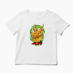 Tricou Tânăr Rege Pizza - Copii-Alb