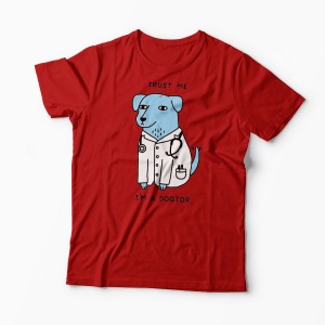 Tricou Trust Me I'm A Dogtor - Bărbați-Roșu