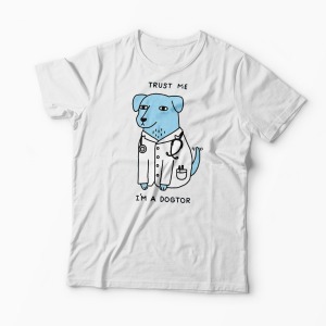 Tricou Trust Me I'm A Dogtor - Bărbați-Alb