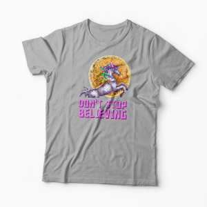 Tricou Unicorn Don't Stop Believing - Bărbați-Gri