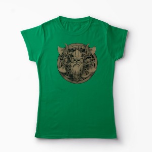 Tricou Viking Războinic - Femei-Verde