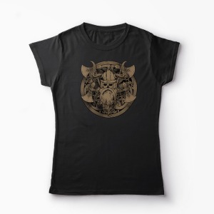 Tricou Viking Războinic - Femei-Negru