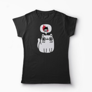 Tricou Pisica Viseaza Despre Distrugere - Femei-Negru